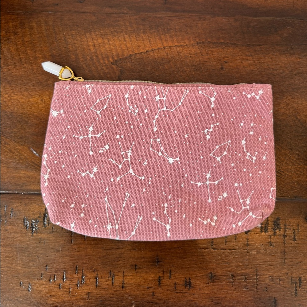 Ipsy Pink Constellation Print Zippered Makeup Pouch NWOT